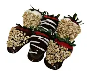 DEZICAKES Fake Dipped Strawberries w/ Nuts Fake Strawberries Set of 6