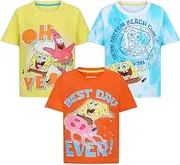 [Nickelodeon] Spongebob Squarepants Boys 3 Pack T-Shirt for Big Kids - Yellow/Blue/Orange