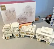 Mikasa Holiday Elegance 3 PC Porcelain Candle Holder Train Set, Original Box