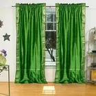 Forest Green Rod Pocket Sheer Sari Curtain / Drape / Panel - Piece