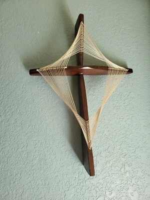 Pine Handmade String Art Cross, Dark Staim, Swmi-Gloss 21X16X3.5