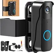 Video Doorbell Mount No-Drill Adjustable Mounting Bracket Compatible for Blink Anti-theft Doorbell Camera Door holder Cover, Doorbell Security System Accessories, Not Block Doorbell Sensor (Black)