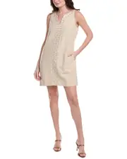 Tommy Bahama Geo Embroidered Linen Mini Dress