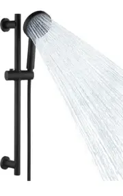 KES Matte Black Shower Head with Slide Bar Combo 5-Function Handheld Shower K...