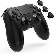 Wireless Controller Gamepad for PS4PS4 proPS4 Slim with Type-C USB Charge Cable with Dual Vibration Clickable Touchpad, Audio Function, with Thumbsticks 2 High-Rise 2 Mid-Rise (Black)