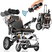 Electric Wheelchair for Adults, Heavy-Duty Power Wheelchair With Headrest, All Terrain Portable Foldable Durable Ultra Light Wheelchair, 500W Powerful Dual Motor Compact Mobility