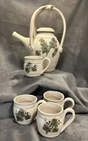 Studio Pottery Spouted Pitcher And Cups BEAUTIFUL & Elegant