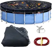 Leaf Cover for Above Ground Pool 31 Ft, Durable Black Mesh Swimming Pool Leaf Net Cover with Winch and Cable for Leaves and Debris for 28 Ft Round Pools (28 Ft)