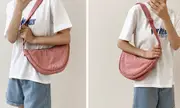 Nylon Crescent Bag with Adjustable Strap-Pink