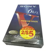 VHS VCR Premium Grade Video Tapes 6 Hrs Factory Sealed Sony T-120 Blank