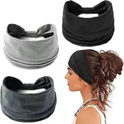 [DEFIYEAR] 3Pcs Elastic Headband Set, Wide Headbands for Women’s Hair, Comfortable Knotted Hair Scarfs, Perfect for Yoga Sports Daily Wear, Non-Slip & Stylish Headbands for Women UK