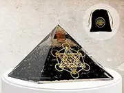 Shungite Crystal Orgonite Pyramids, Shungite Pyramid with Metatron Cube | Orgone Generator Crystal Pyramids for Positive Energy (Orgone Pyramid EMF Protection)