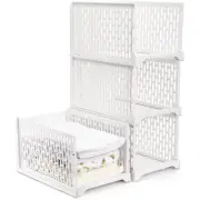4 Pack 38" Stackable Plastic Storage Basket, Plastic Foldable Closet Organize...