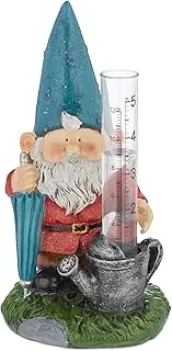 Relaxdays Gnome Rain Gauge Weather Resistant Analogue Rain Indicator 21.5 x 10.5 x 11 cm Garden Decoration Multi-Coloured