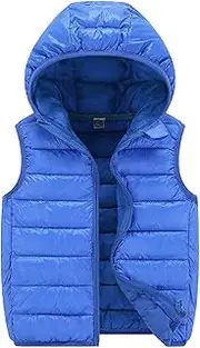 [VINCINEY] Boys Girls Puffer Down Vest Kids Hooded Zip Sleeveless Jacket Winter Coat Smooth Zipper Design Hooded Padded Puffer Vest Jacket
