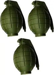 Toyland® Pack of 3 Kids Army Toy Green Hand Grenades - with Flashing Light & Sound - Role Play