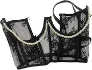 [kowaku] Lace Corset Belt Wide Belt Tie Back Underbust Waist Girdle Lace up Corset