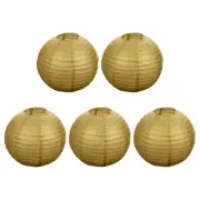 5 Pcs 12" Paper Lanterns Round Hanging Chinese/Japanese Lantern Decor Gold Tone