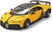 Scale Finished Model Car 1:18 Scale for Bugatti Chiron Supercar Alloy Diecast Car Model Miniature Replica Vehicle Collection Die-cast Vehicle(Yellow)