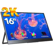 2K 2560x1600 Portable Monitor 16" IPS LCD Monitor USB C Laptop Gaming Monitor