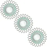 Aeveco Small Round Decorative Mirrors Pack of 3 for Room & Home | Green Circle Mirrors Modern Wall Decor Gifts for Women & Moms