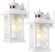 Advanced Motion Sensor Outdoor Lights 2 Packs - White Dusk to Dawn Outdoor Light