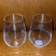 Vera Wang Wedgwood 5.5” Crystal Stemless VERA CLEAR Wine Glasses NWT Set Of 2