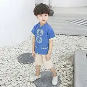 [N\\A] Boys Tang Suit Chinese Style Summer Cotton and Linen Hanfu