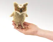 NEW PLUSH SOFT TOY Folkmanis 2752 Mini Great Horned Owl Finger Puppet 15cm