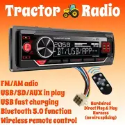 New Tractor AM FM Radio with Bluetooth MP3 AUX USB comes w/ Remote & Harness