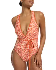 Jets Plunge Tie Waist One Piece Swimsuit 12