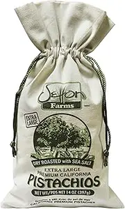 Setton Farms Premium California Pistachios Dry Roasted with Sea Salt Burlap Large Gift Bag| 14 Ounce