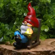 Garden Statue Solar Light Miniature Outdoor Decor Figurine for Outdoor Gnome