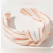 NWT Anthropologie Everly Knot Wide Stripe Headband in Orange and White