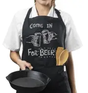 Cotton Enrich Funny Kitchen Apron 1 Pack - Waterdrop Resistant 2 Beer (Black)
