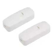 Inline Cord Switch AC 250V 2A On-Off SPST Lamp Light Rocker Switch White 2pcs