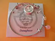 LOVE THIS LIFE "DAUGHTER" EXPANDABLE BANGLE BRACELET SILVER CHARMS