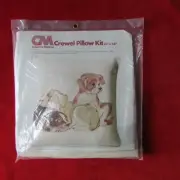 1977 CM Three Puppies Crewel Pillow Kit 16x16 Columbia-Minerva NIP