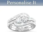 Personalised Engraved 'Together As One' Stacking Women's Ring