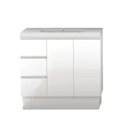 Forme 1200mm White Mont Albert LH Drawers Freestanding Vanity With Polymarble Top