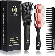 Detangling Brush for Curly Hair, Hair Brush Set for Women, Men or Kids, Easy Detangling on Wash Days (Red)