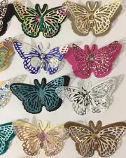 FANCY BUTTERFLY Pre-Made Die-Cuts (3pc)Victorian•Steampunk•Filagree •Glittered••