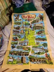 Vintage Irish Linen Tea Towel Wall DISCOVER WALES