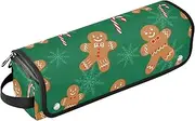 GuoChe Hair Tools Travel Bag and Heat Resistant Mat Curling Iron Travel Holder Storage Bag for Flat Irons, Straighteners, Curling Irons, Gingerbread Man Snowflakes Green Trave Case for Women,