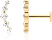 [Fashtour] G23 Titanium Stud Earrings, F136 Implant-Grade Elegant CZ Accent for a Luxurious Feel on Sensitive Ears, 1 Piece, Medium Size, Titanium, Created Cubic Zirconia