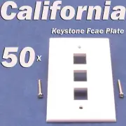 50 Faceplate 3 Port Keystone Jack RJ45 CAT5 CAT5e CAT6 Network Wall Plate White