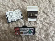 Coffee, Books, Travel Enamel Pin Set – Cozy Lot of 3