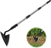 Warren Hoe Garden Tool, Heavy Duty Garden Hoes for Weeding Long Handle, Easy Stand Up Triangle Weeder Tool for Garden, 35-66 inch Adjustable Gardening Hoe for Weed, Trench, Loosen Soil, Landscape