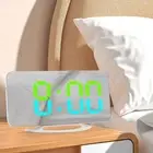 Contemporary Digital Alarm Clock with USB Charging and LED Mirror Display