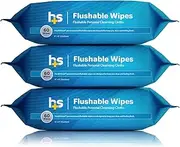 Healthsmart 60 Count Flushable Wipes, Gentle on Sensitive Skin, Easily Disintegrates, Alcohol-Free Wipes for Adults or Babies, Pack of 3 (180 ct)